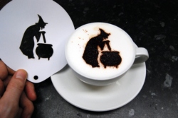 Witch and Cauldron Halloween Stencil
